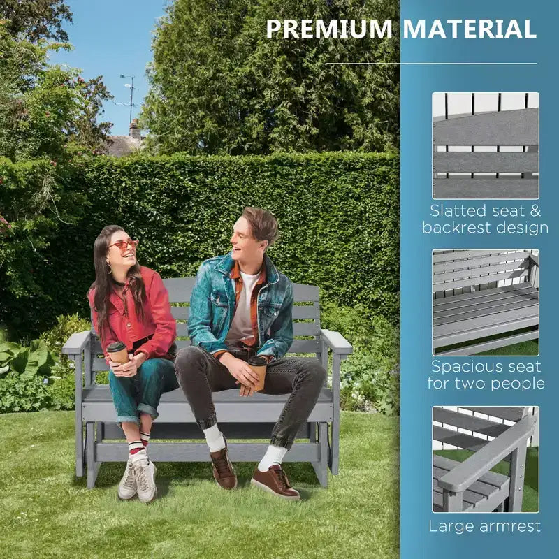 Banc balancelle de terrasse avec fauteuil à bascule double à lattes en PEHD
