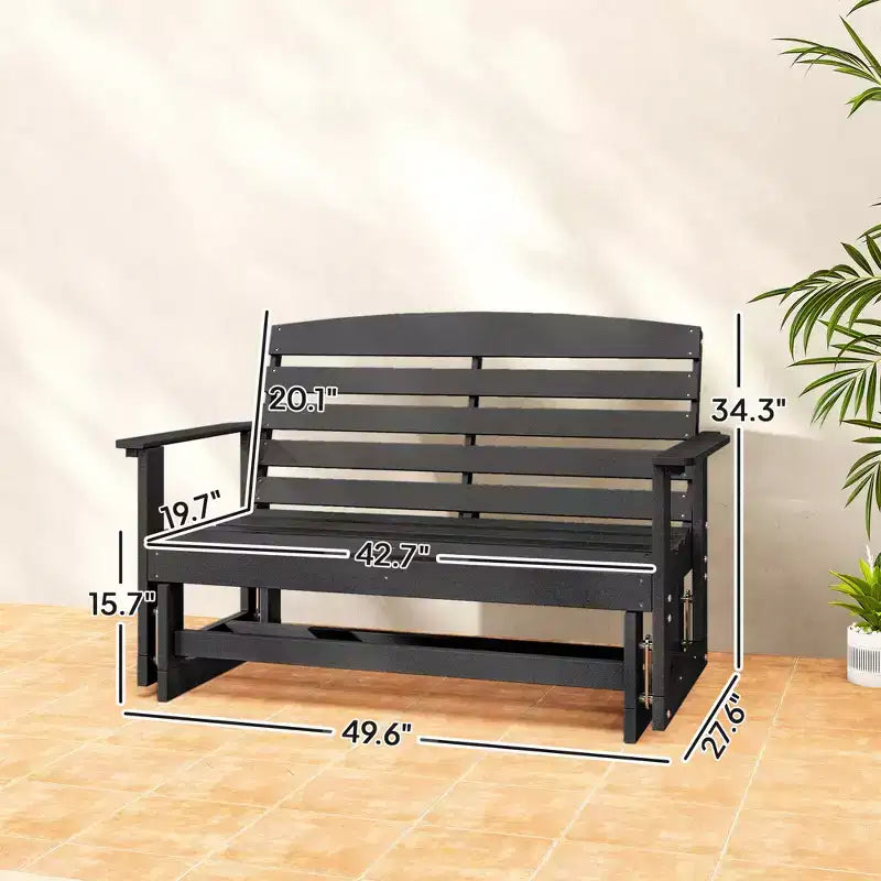 Banc balancelle de terrasse avec fauteuil à bascule double à lattes en PEHD