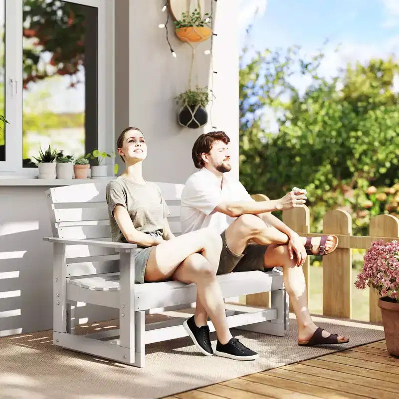 Banc balancelle de terrasse avec fauteuil à bascule double à lattes en PEHD