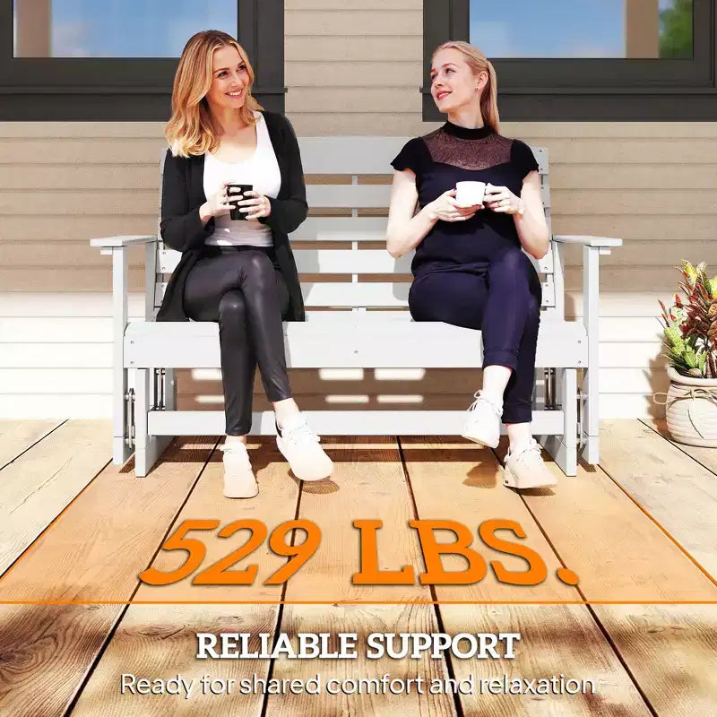 Banc balancelle de terrasse avec fauteuil à bascule double à lattes en PEHD