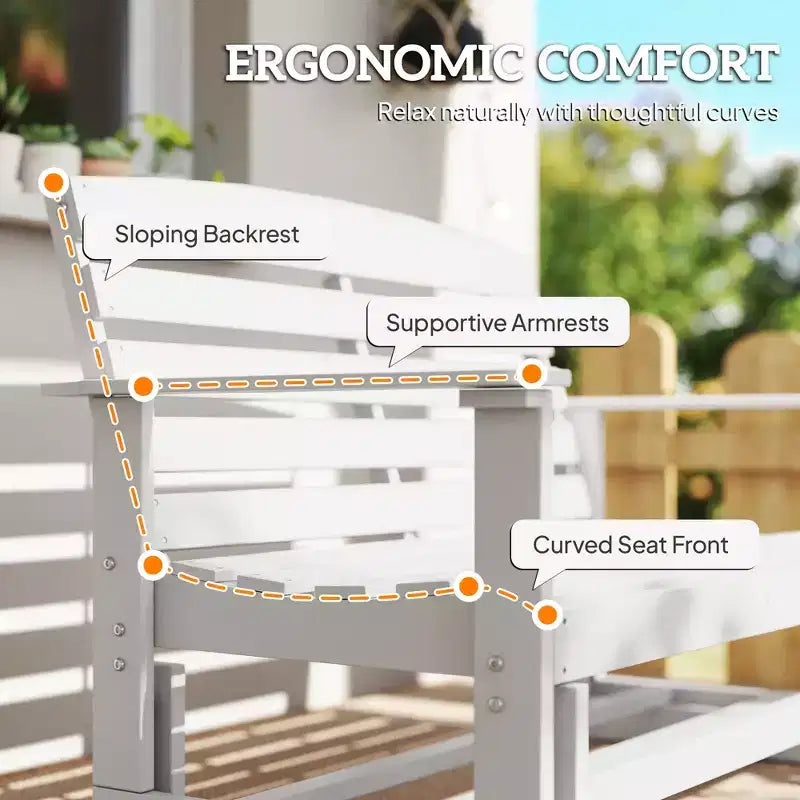 Banc balancelle de terrasse avec fauteuil à bascule double à lattes en PEHD