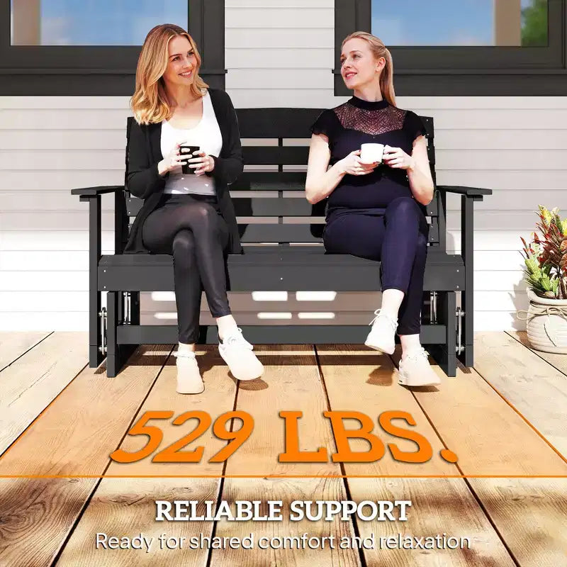 Banc balancelle de terrasse avec fauteuil à bascule double à lattes en PEHD
