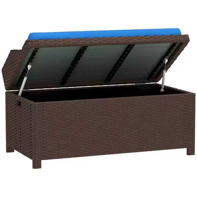 Outdoor Wicker Storage Bench with Storage & Cushion
