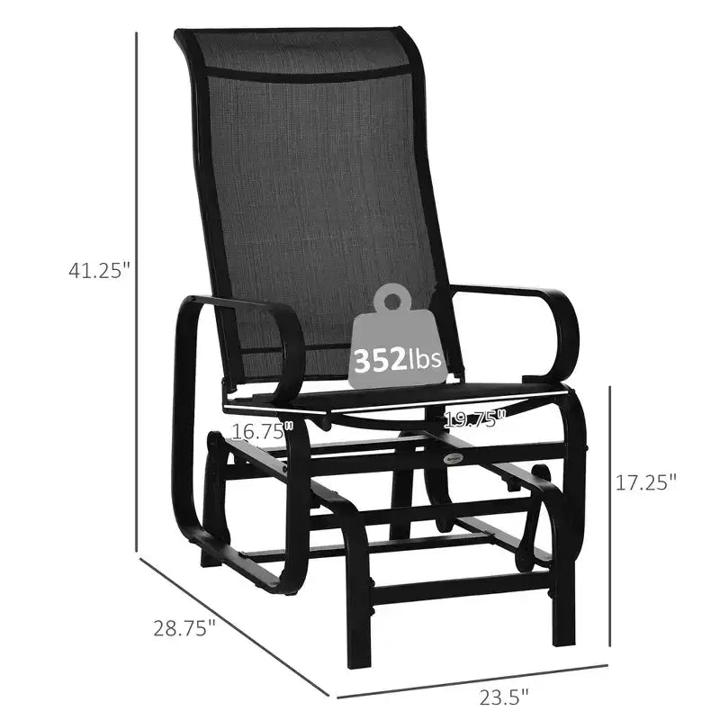 Fauteuil planeur, fauteuil à bascule individuel avec structure légère en métal et maille