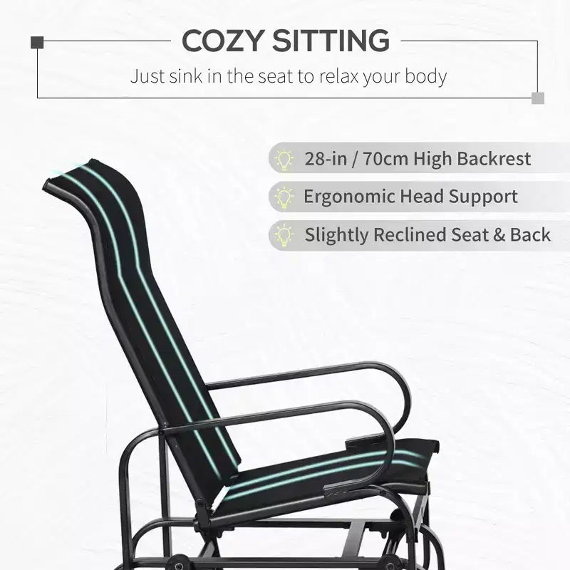 Fauteuil planeur, fauteuil à bascule individuel avec structure légère en métal et maille