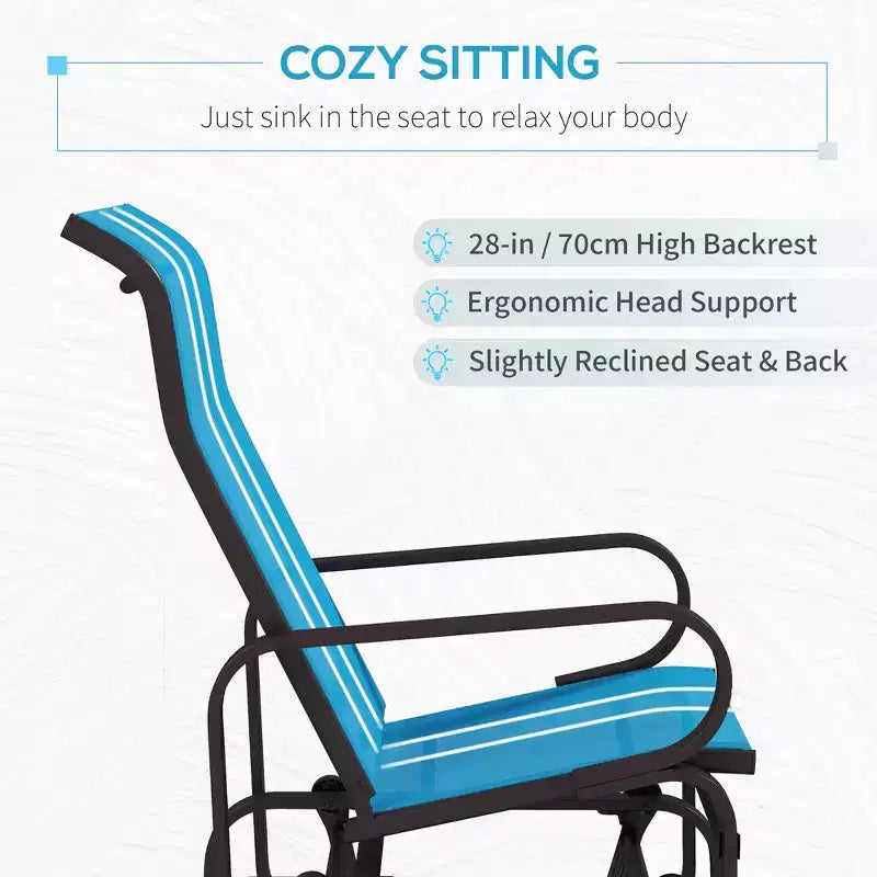 Fauteuil planeur, fauteuil à bascule individuel avec structure légère en métal et maille