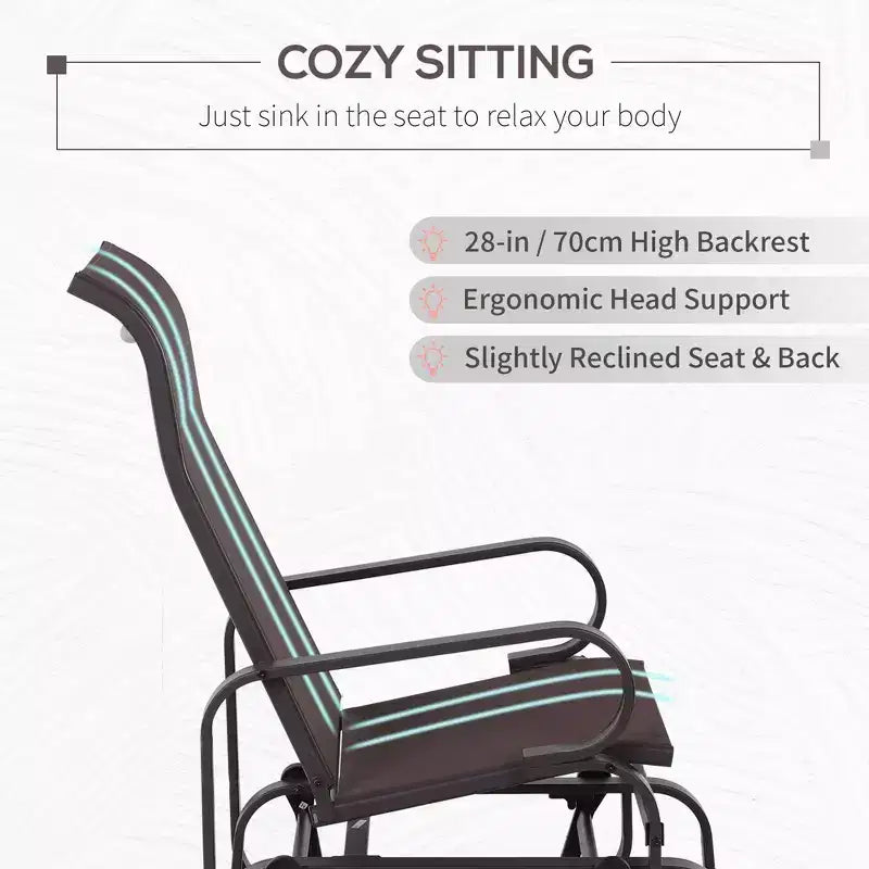 Fauteuil planeur, fauteuil à bascule individuel avec structure légère en métal et maille