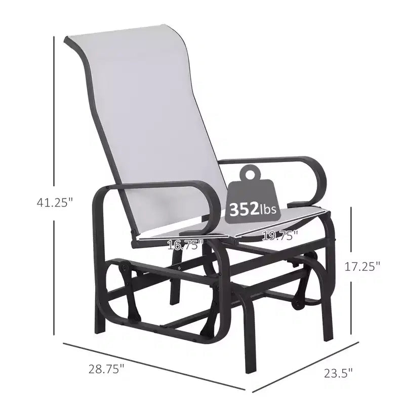 Fauteuil planeur, fauteuil à bascule individuel avec structure légère en métal et maille