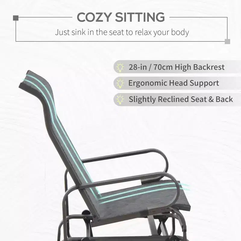 Fauteuil planeur, fauteuil à bascule individuel avec structure légère en métal et maille