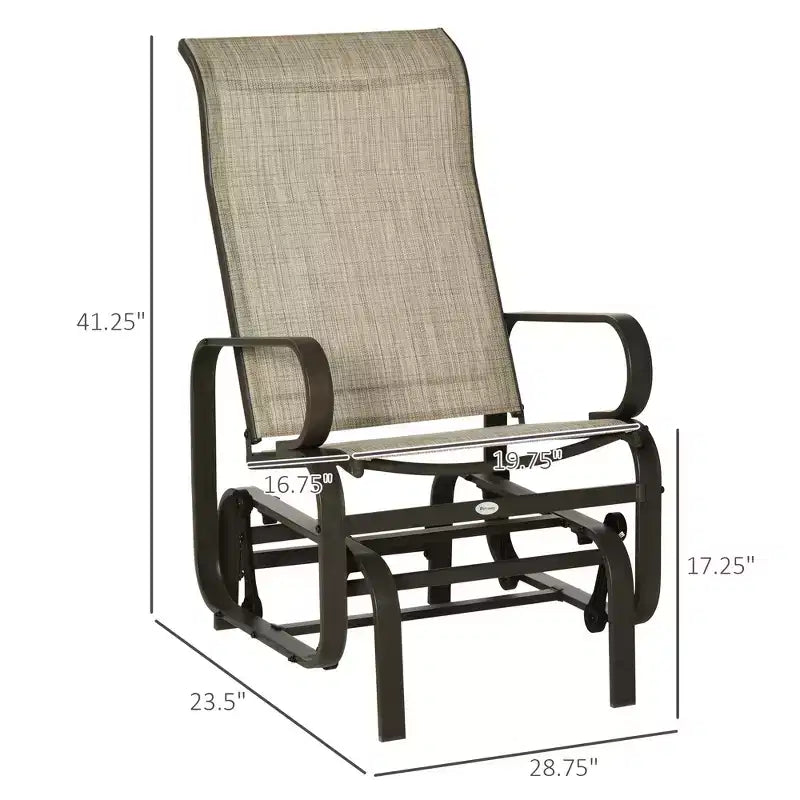 Fauteuil planeur, fauteuil à bascule individuel avec structure légère en métal et maille