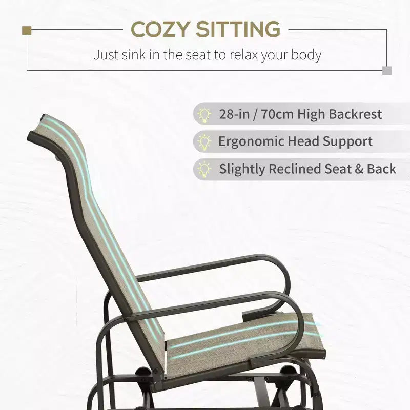 Fauteuil planeur, fauteuil à bascule individuel avec structure légère en métal et maille