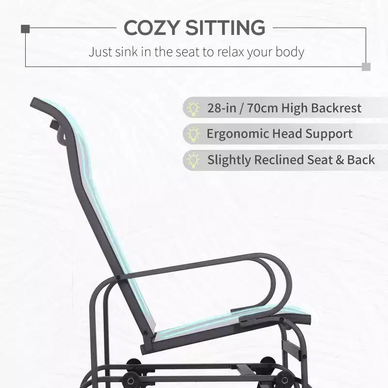 Fauteuil planeur, fauteuil à bascule individuel avec structure légère en métal et maille