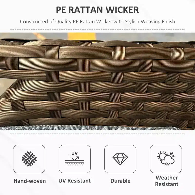 Banc de rangement en osier pour terrasse de 109 litres, meuble de patio en rotin PE d'extérieur, boîte de rangement rectangulaire de grande capacité 2-en-1 avec poignées et coussin