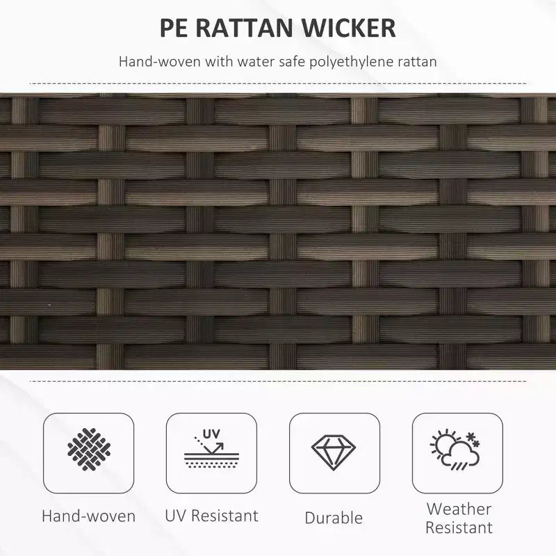 Banc de rangement en osier pour terrasse de 109 litres, meuble de patio en rotin PE d'extérieur, boîte de rangement rectangulaire de grande capacité 2-en-1 avec poignées et coussin