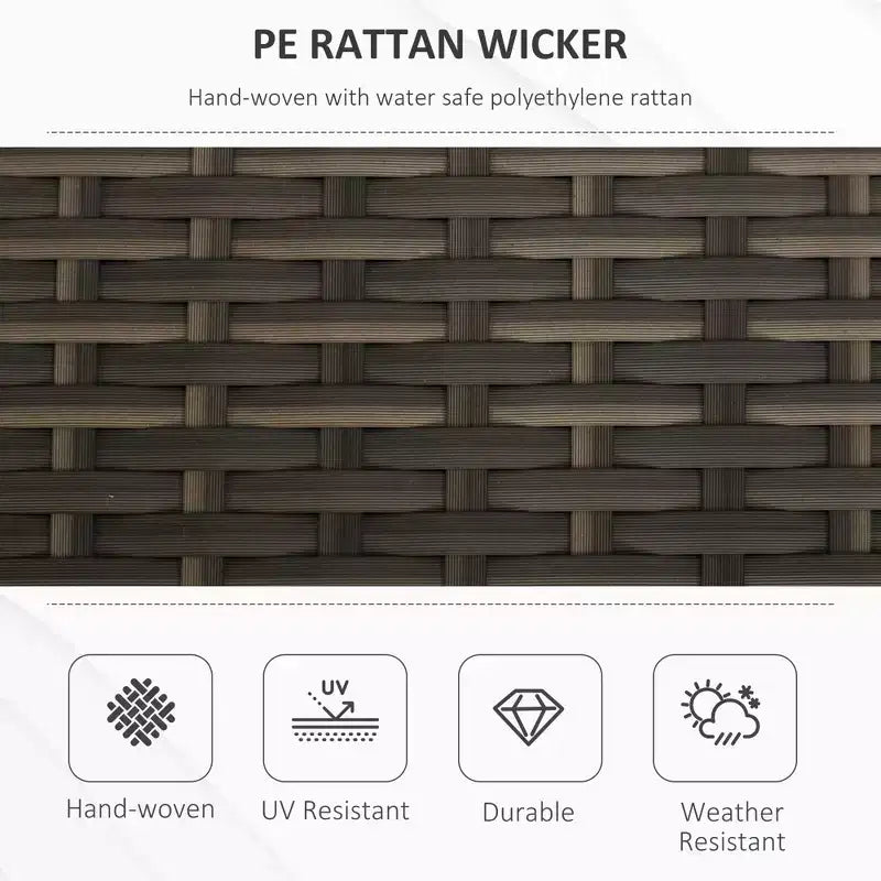 Banc de rangement en osier pour terrasse de 109 litres, meuble de patio en rotin PE d'extérieur, boîte de rangement rectangulaire de grande capacité 2-en-1 avec poignées et coussin