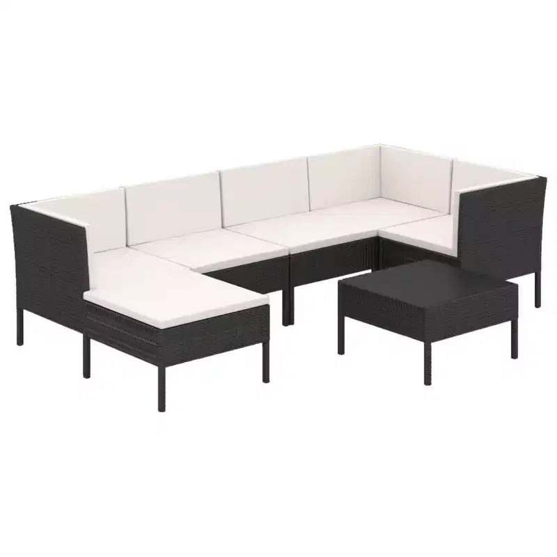 vidaXL Patio Lounge Set Outdoor Sectional Sofa Set Table Poly Rattan Black