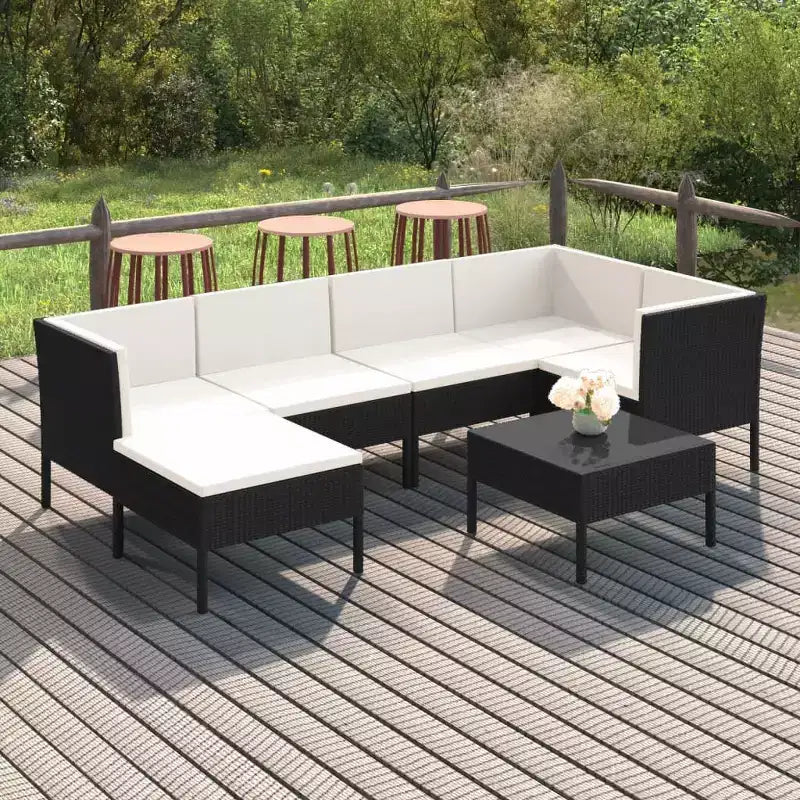 vidaXL Salon de jardin modulaire avec table en résine tressée noir