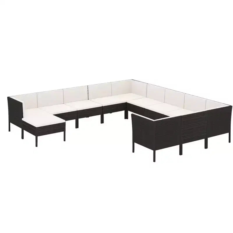 vidaXL Garden Lounge Set Patio Sectional Sofa Couch Outdoor Poly Rattan Black