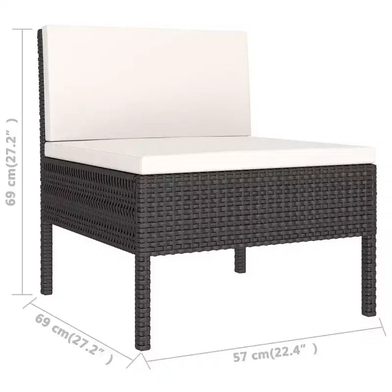 vidaXL Salon de jardin canapé d'angle en résine tressée Noir