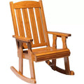 VINGLI Heavy Duty 600 LBS Outdoor Wooden Rocking Chair with Higher Backrest,Patio Rocking Chair with Ergonomic Design, Teak