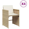 vidaXL Patio Chairs with Cushions Outdoor Furniture 4 Pcs Beige Poly Rattan