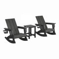 WestinTrends Ashore 3-Piece Kids Modern Rocking Chair With Cup Holder and Square Side Table Set