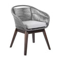 HomeRoots 27 Gray Solid Wood Outdoor Dining Chair with Gray Cushion