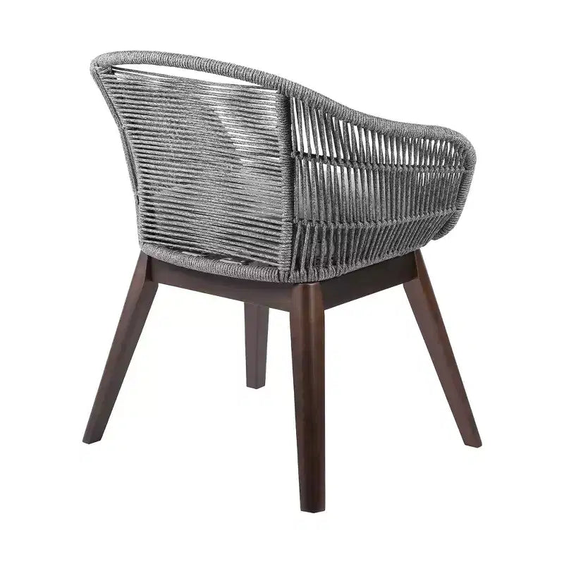 HomeRoots Chaise de salle à manger d'extérieur en bois massif gris 27 avec coussin gris