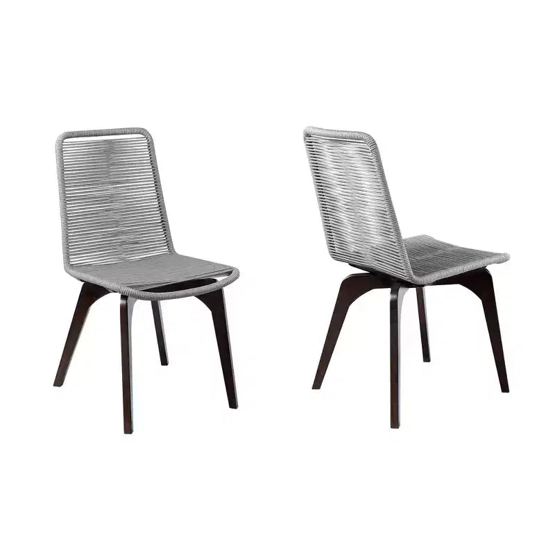 HomeRoots Ensemble de deux chaises de salle à manger d'extérieur 18 argentées en bois massif