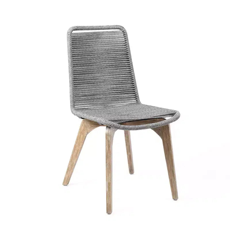 HomeRoots Set of Two 18 Gray Solid Wood Outdoor Dining Chair