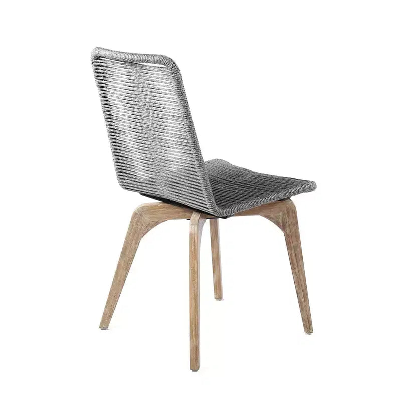 HomeRoots Lot de deux chaises de salle à manger d'extérieur en bois massif gris de 18 pouces