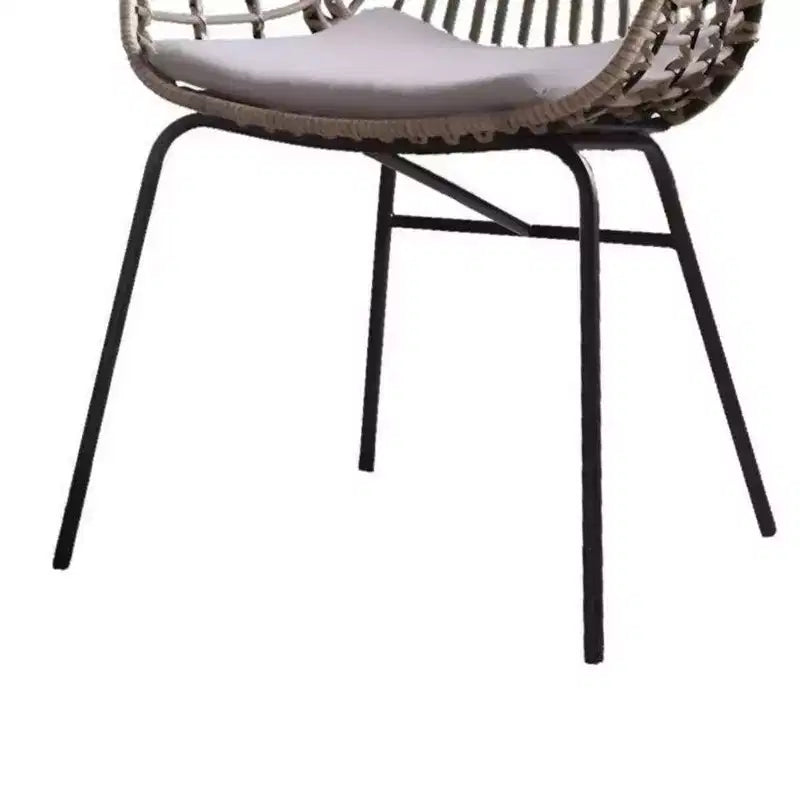 Lot de 4 chaises de jardin Royal Hampton, rotin marron naturel, acier noir