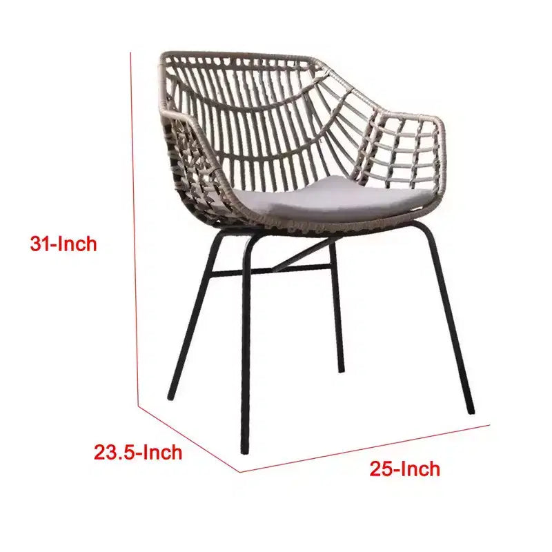 Lot de 4 chaises de jardin Royal Hampton, rotin marron naturel, acier noir