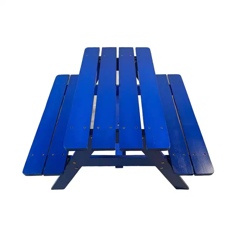 Ensemble table et chaises pour enfants Whisen, en bois massif naturel, facile à nettoyer, multifonctionnel pour le jeu, l'étude et l'extérieur - Bleu