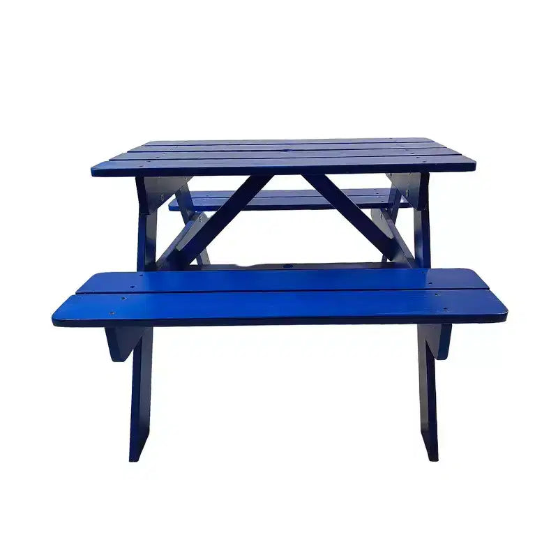 Ensemble table et chaises pour enfants Whisen, en bois massif naturel, facile à nettoyer, multifonctionnel pour le jeu, l'étude et l'extérieur - Bleu