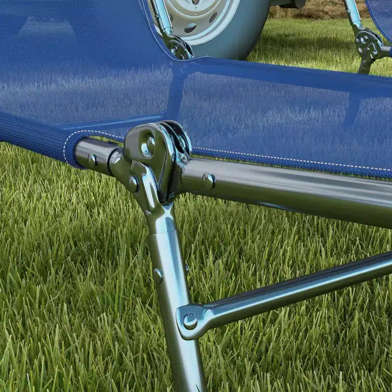 Lot de 2 chaises longues pliantes, transats de piscine avec dossier inclinable, assise en maille respirante, appuie-tête pour la plage, le patio