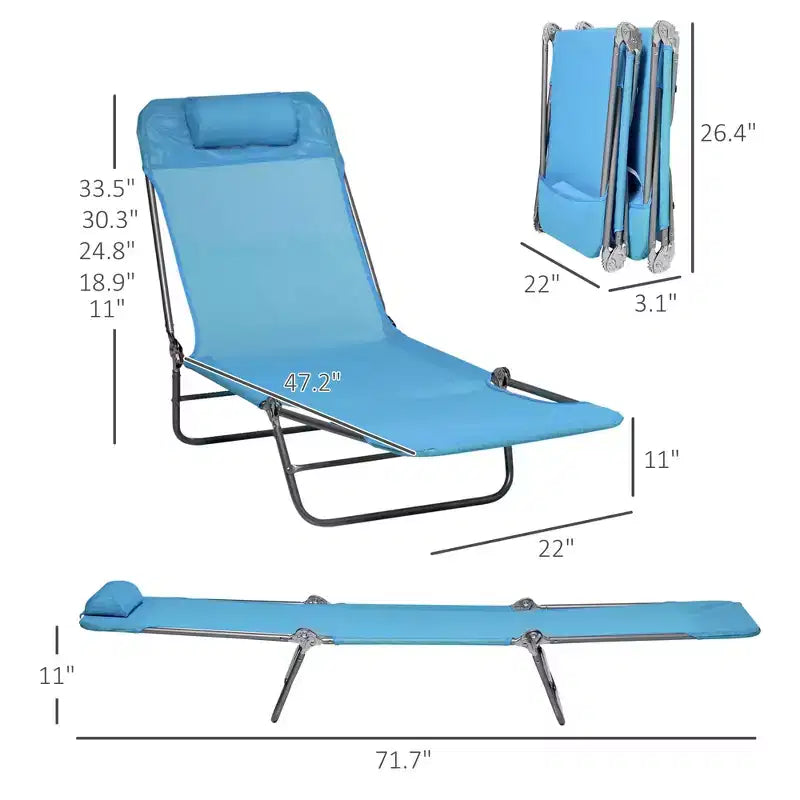 Lot de 2 chaises longues pliantes, transats de piscine avec dossier inclinable, assise en maille respirante, appuie-tête pour la plage, le patio