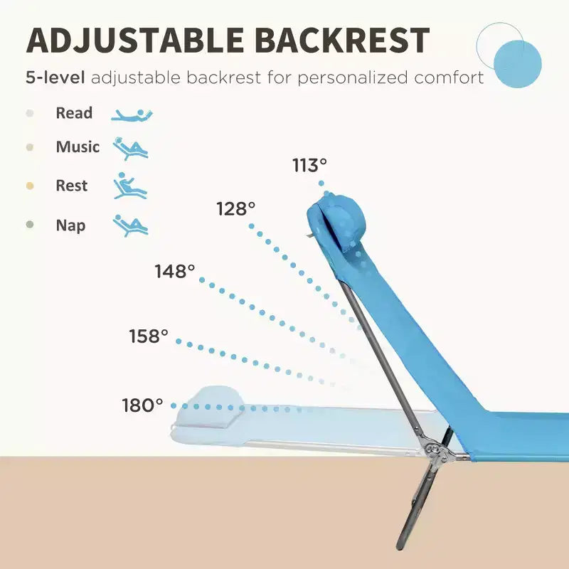 Lot de 2 chaises longues pliantes, transats de piscine avec dossier inclinable, assise en maille respirante, appuie-tête pour la plage, le patio