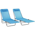 2 Piece Folding Chaise Lounge Chairs, Pool Sun Tanning Chairs with Reclining Back, Breathable Mesh Seat, Headrest for Beach, Patio