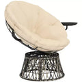 360 Degree Swivel Outdoor Papasan Chair, 39 Overstuffed Circle Chair with Side Tray, Thick Cushion for Indoor Patio