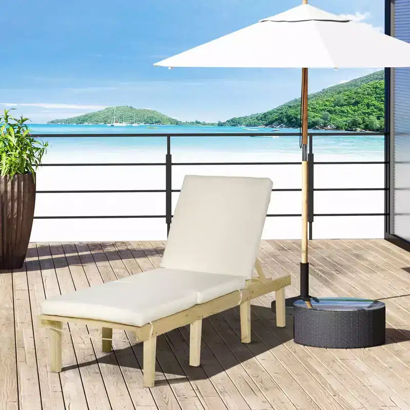 Chaise longue d'extérieur - Chaise longue d'extérieur avec dossier réglable sur 4 positions et coussin, chaise longue de plage inclinable pour terrasse