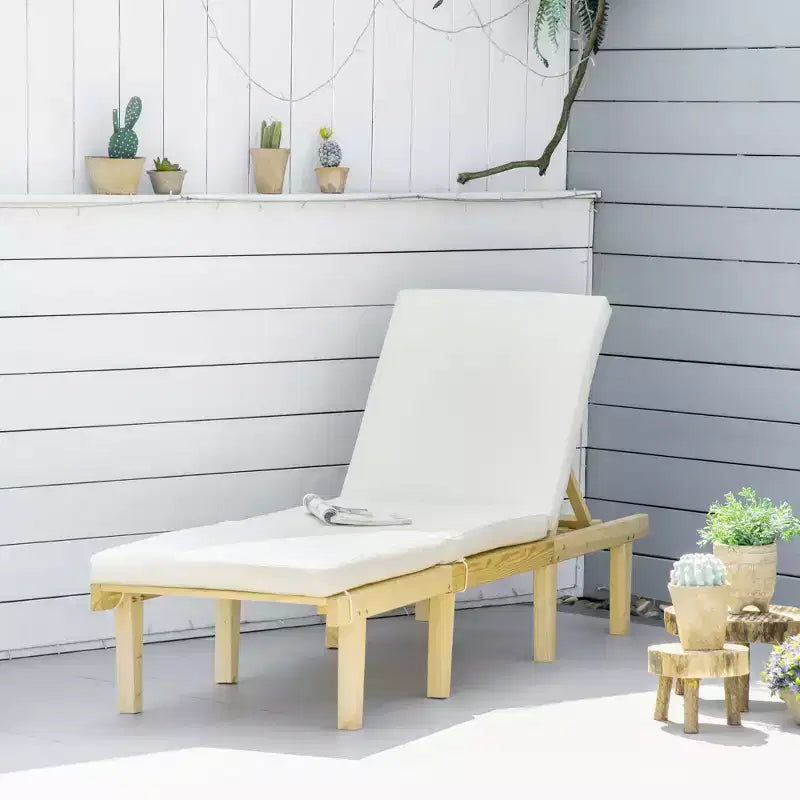 Chaise longue d'extérieur - Chaise longue d'extérieur avec dossier réglable sur 4 positions et coussin, chaise longue de plage inclinable pour terrasse
