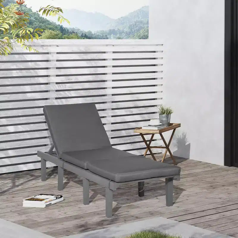 Chaise longue d'extérieur - Chaise longue d'extérieur avec dossier réglable sur 4 positions et coussin, chaise longue de plage inclinable pour terrasse