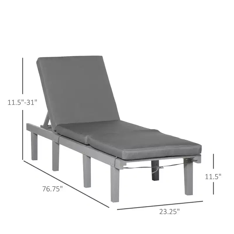 Chaise longue d'extérieur - Chaise longue d'extérieur avec dossier réglable sur 4 positions et coussin, chaise longue de plage inclinable pour terrasse