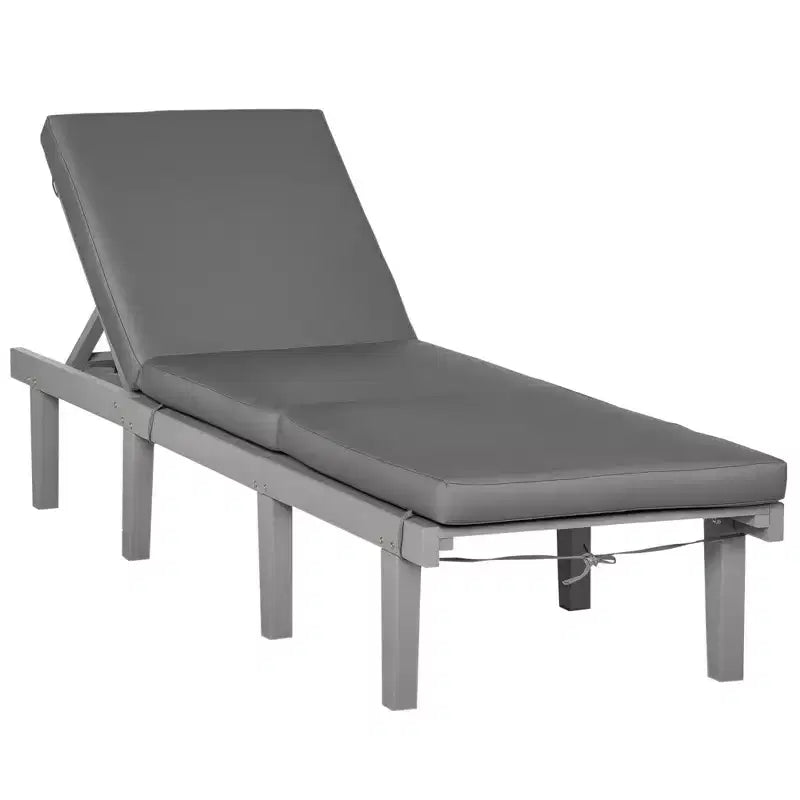 Chaise Lounge Chair for Outdoor Outdoor Chaise Lounge with 4-Position Adjustable Backrest and Cushion, Reclining Beach Lounge Chair for Deck