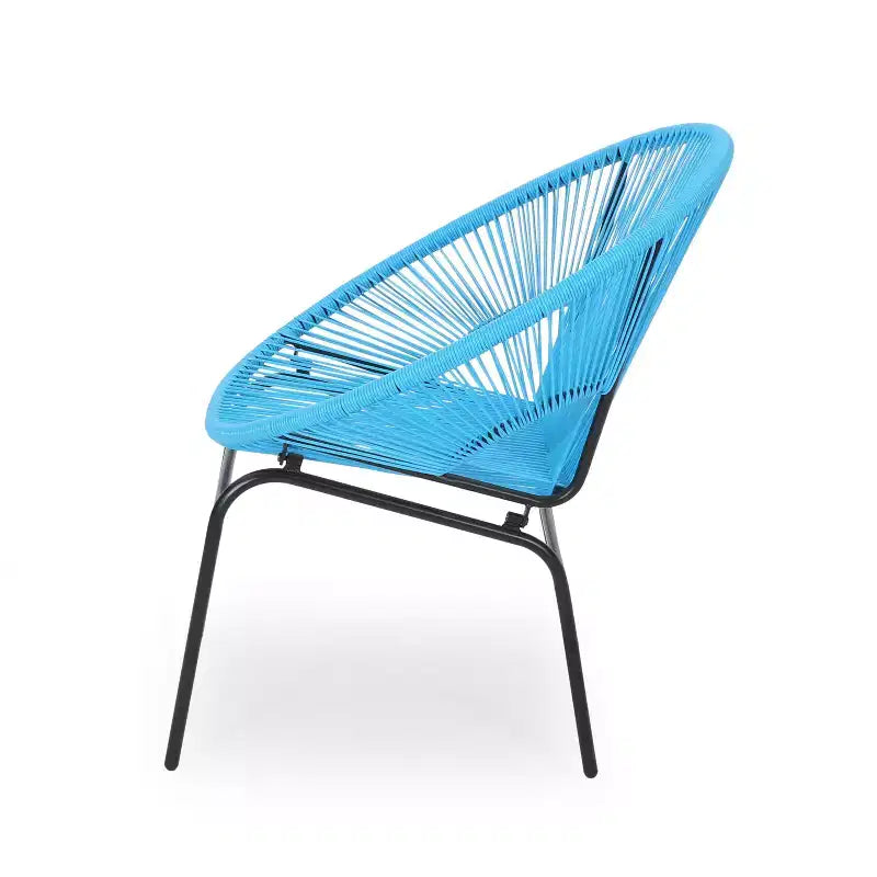 Lot de 2 chaises d'extérieur Okak avec assise et dossier en cordage, chaises de porche à cadre en métal au design moderne, chaise de patio pour le jardin