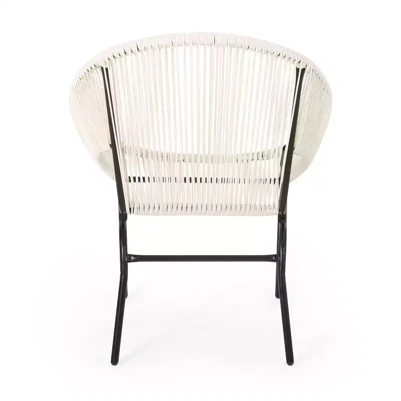 Lot de 2 chaises d'extérieur Okak avec assise et dossier en cordage, chaises de porche à cadre en métal au design moderne, chaise de patio pour le jardin