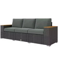 3-Seat Outdoor Patio Sofa with Cushions, PE Rattan Wicker Sofa with Wide Armrests, Outdoor Wicker Couch
