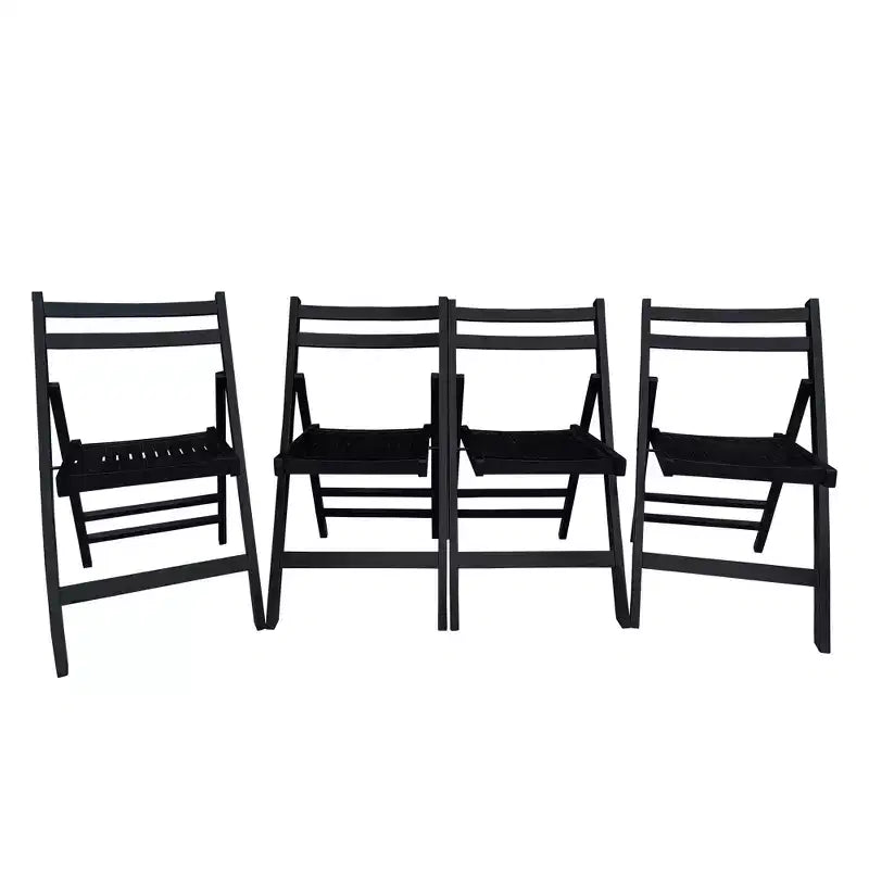 Chaise pliante spéciale événement en bois à lattes – noire, lot de 4, CHAISE PLIANTE, STYLE PLIANT