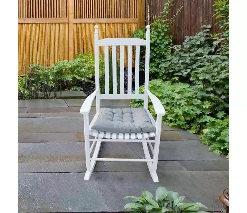 fauteuil à bascule de véranda en bois BLANC, sans tapis